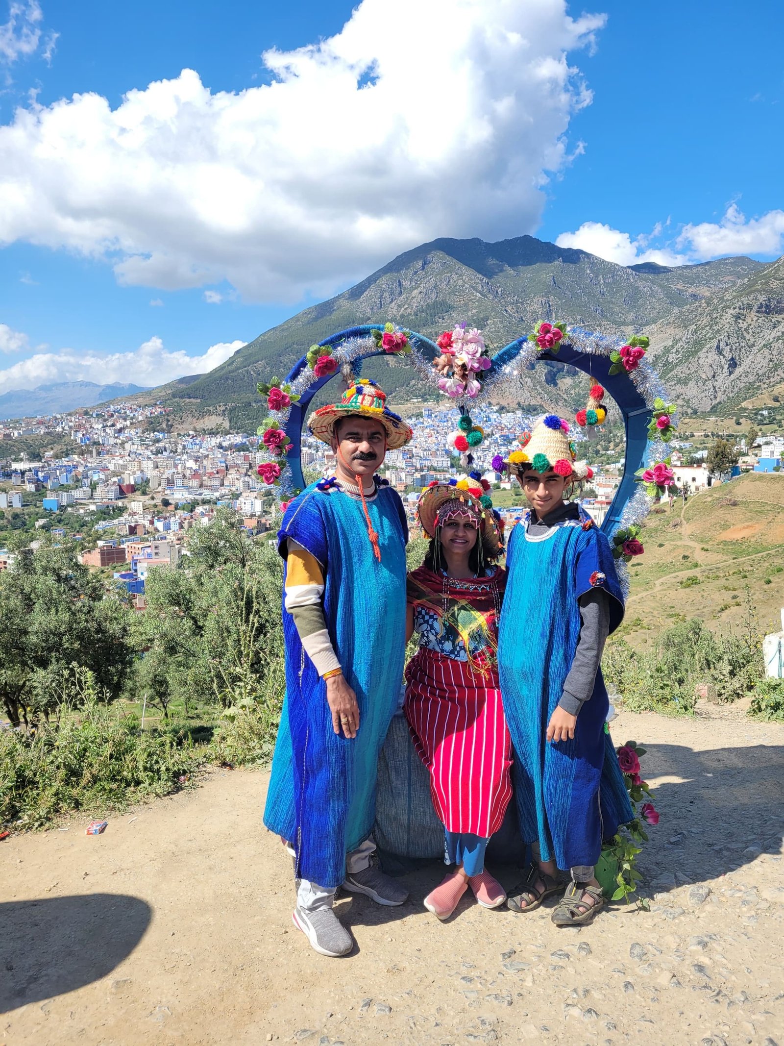 Guests in traditional dress at the Chefchaouen viewpoint