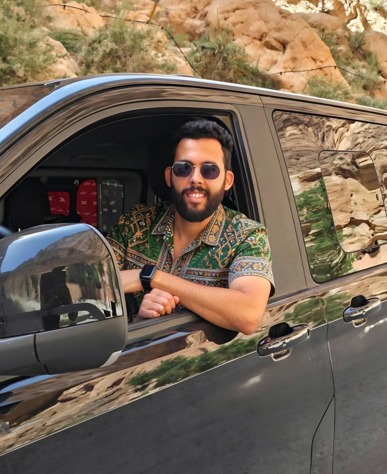 Hassan Ouargaga in one of the Best Morocco Travel vehicles