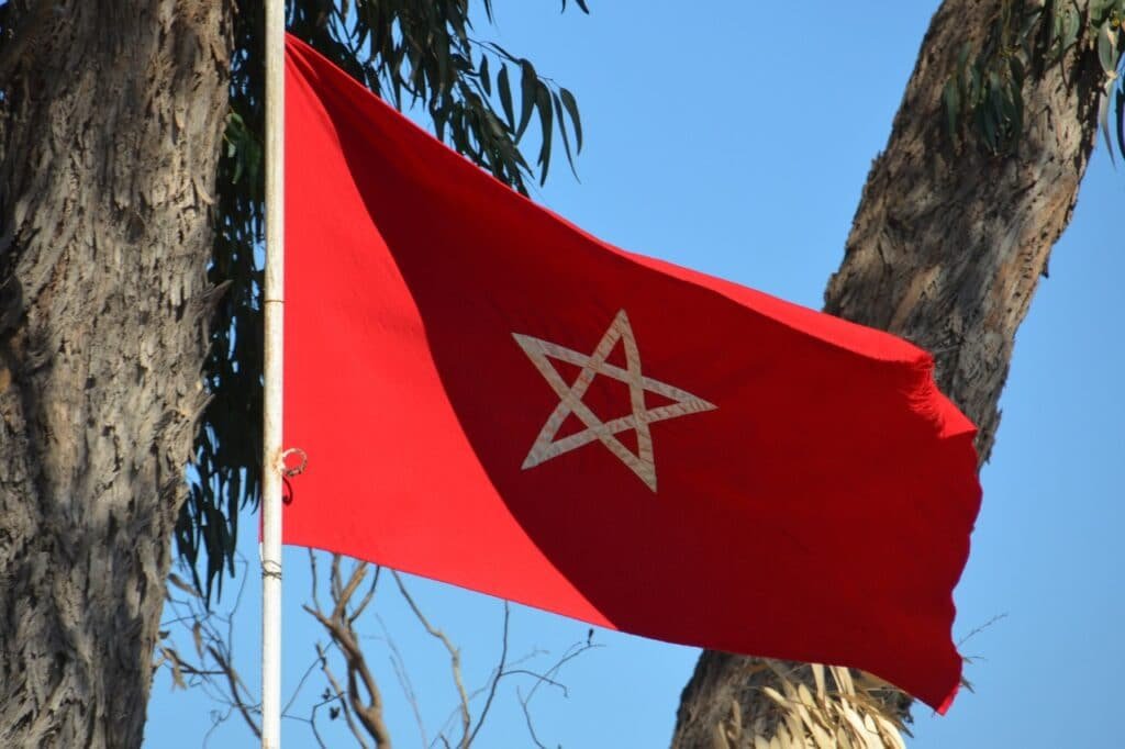 Bandiera Rossa del Marocco con Stella Verde