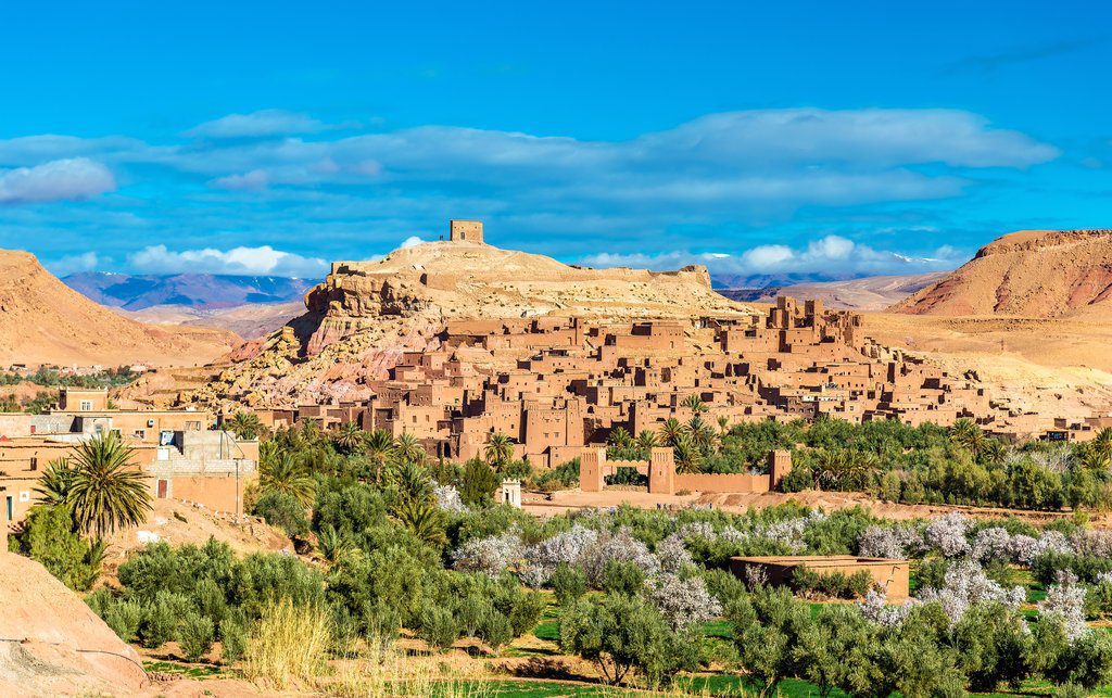 Panoramic view of Ait Ben Haddou, a UNESCO world heritage site in Morocco